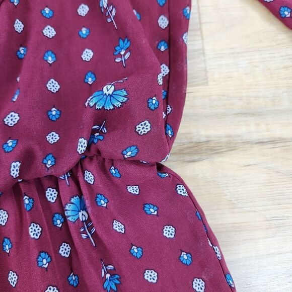 🍑AUW Burgundy Floral Estilo 3/4 Sleeve Dress XLarge - Picture 8 of 12